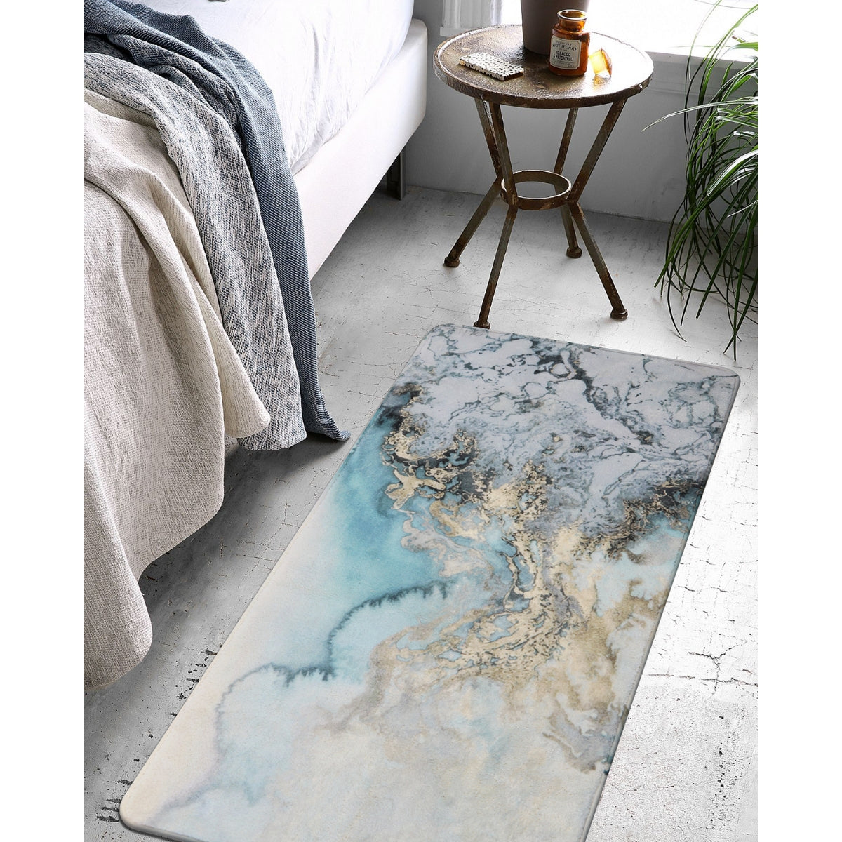 Deniz Washable Marble Ocean Wave Rug Area Rugs Lahome