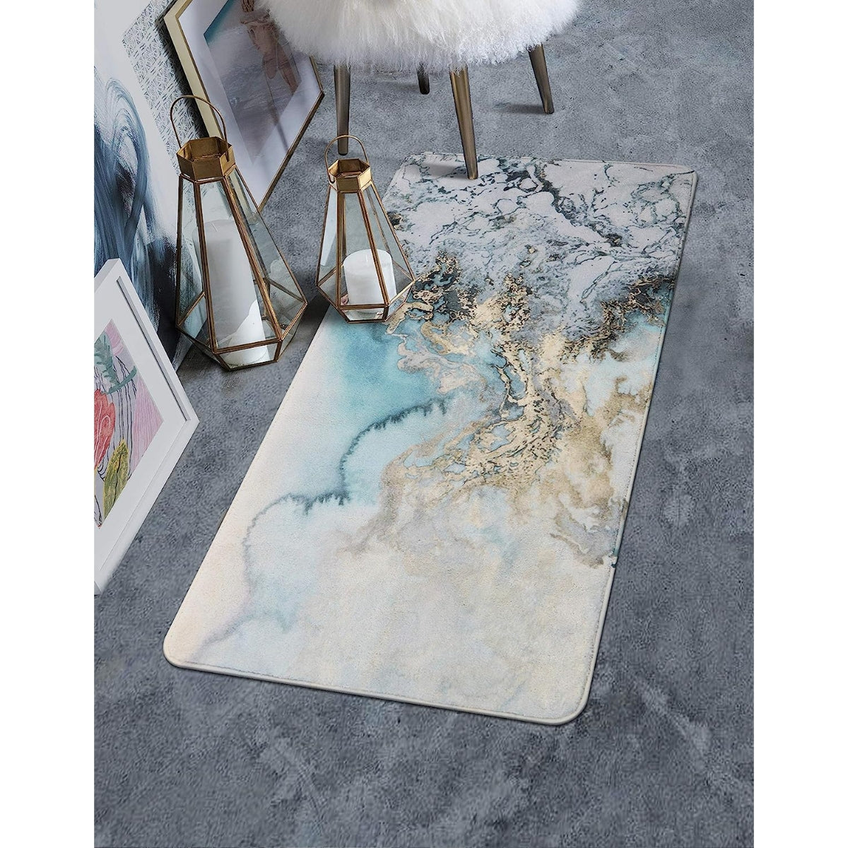 Deniz Washable Marble Ocean Wave Rug Area Rugs Lahome