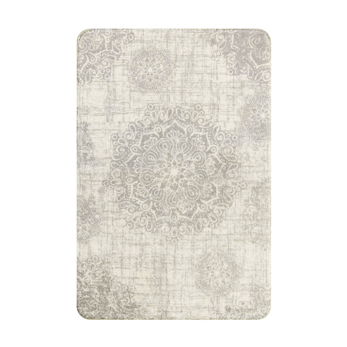 Oriane Washable Vintage Medallion Rug Area Rugs Lahome Light Grey/Pearl 2' x 3'