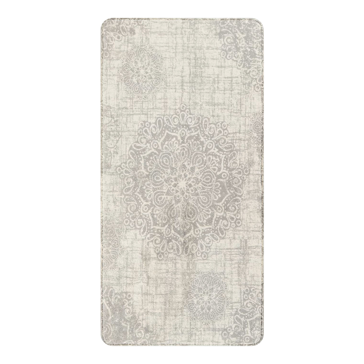 Oriane Washable Vintage Medallion Rug Area Rugs Lahome Light Grey/Pearl 2' x 4'