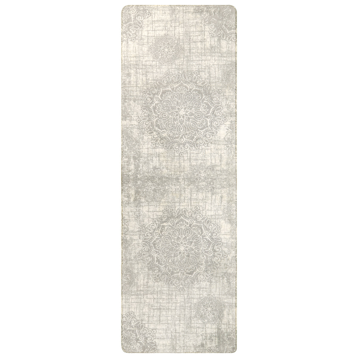 Oriane Washable Vintage Medallion Rug Area Rugs Lahome Light Grey/Pearl 2' x 6'