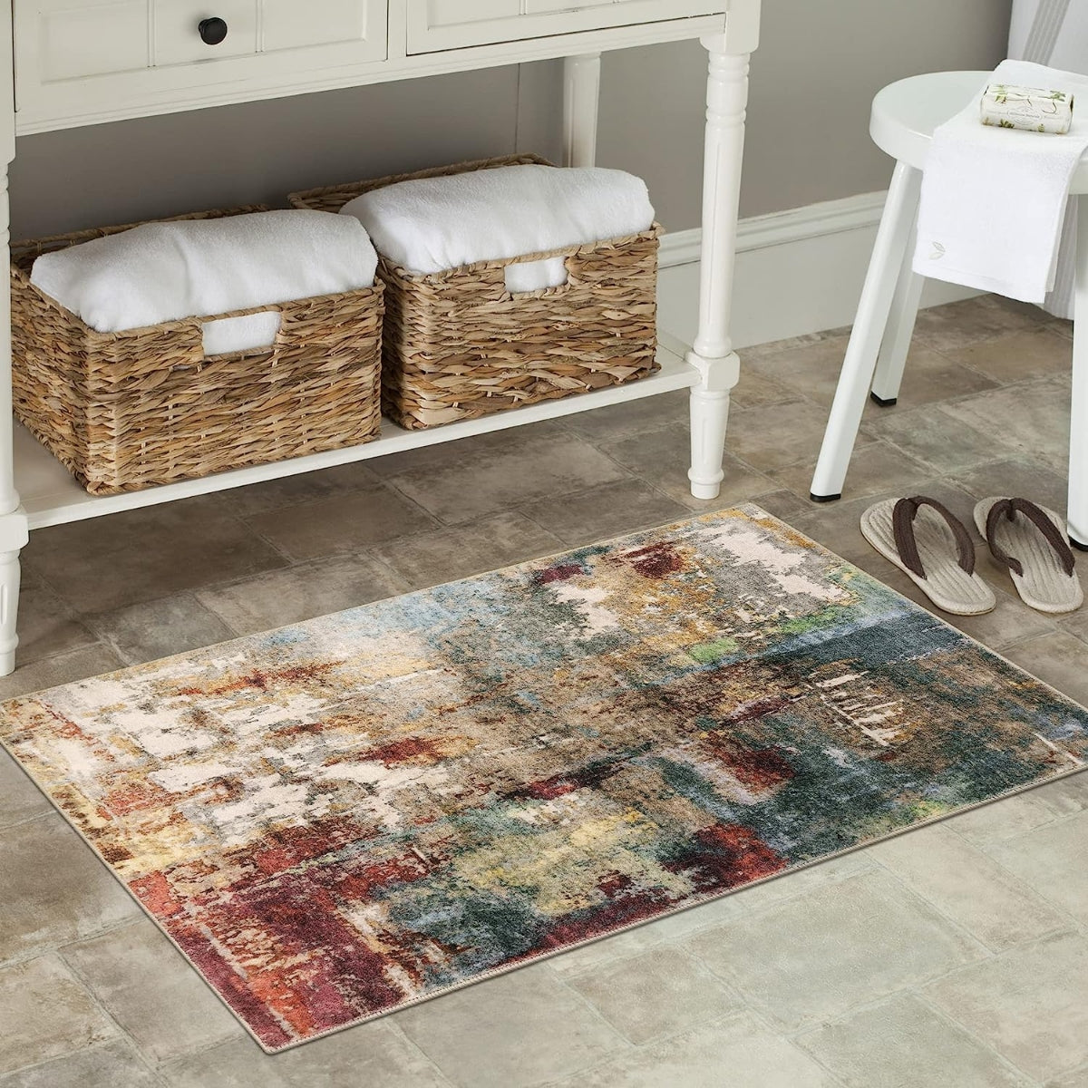 Etoile Washable Modern Abstract Red Rug Area Rugs Lahome