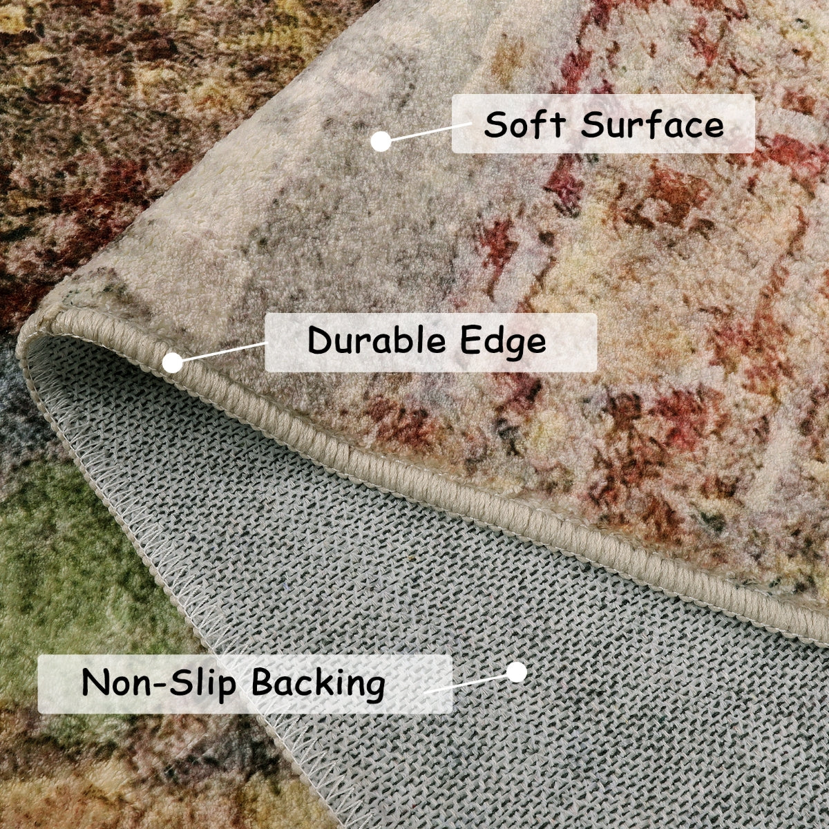 Etoile Washable Modern Abstract Red Rug Area Rugs Lahome