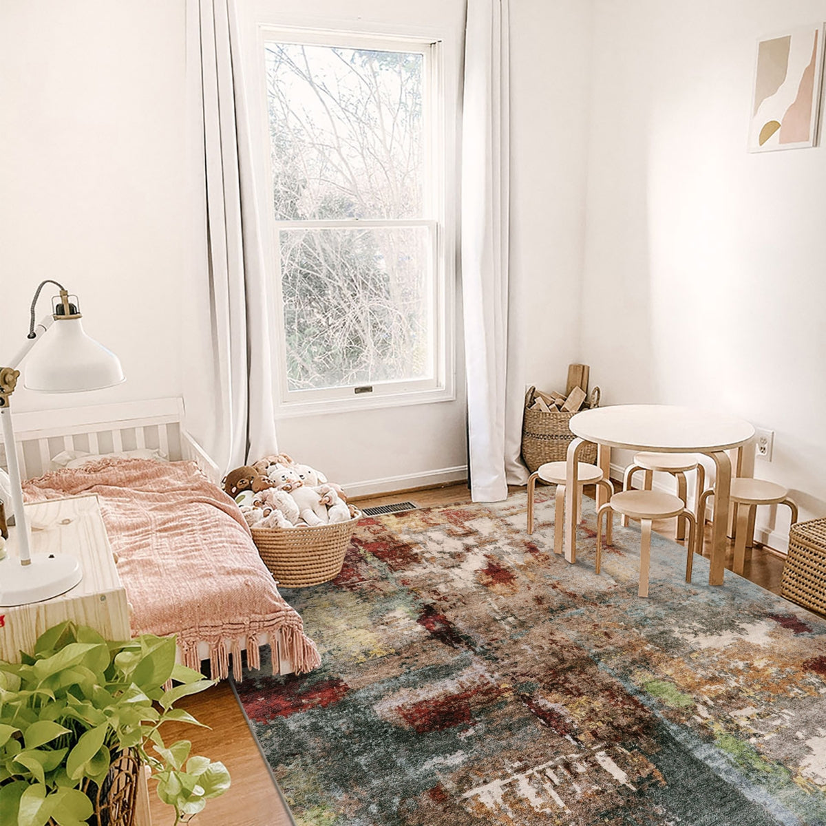 Etoile Washable Modern Abstract Red Rug Area Rugs Lahome