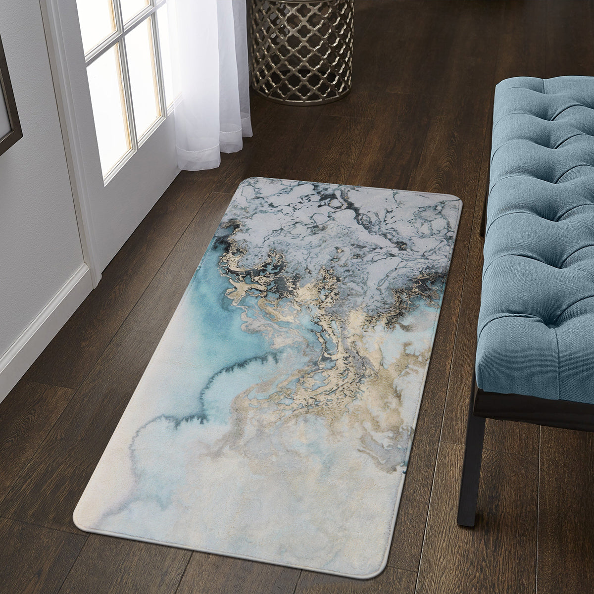 Deniz Washable Marble Ocean Wave Rug Area Rugs Lahome