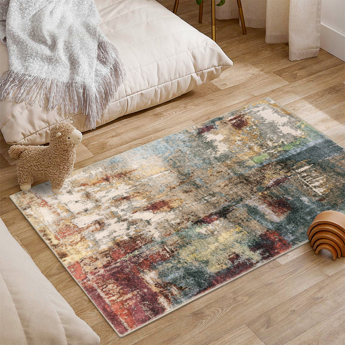 Etoile Washable Modern Abstract Red Rug Area Rugs Lahome