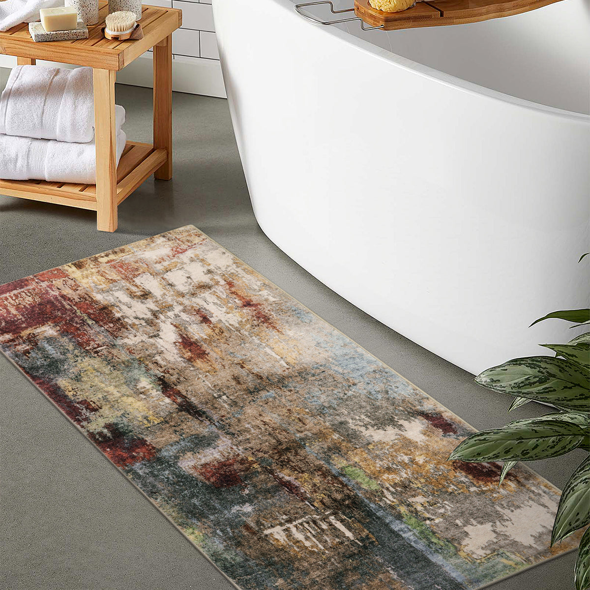 Etoile Washable Modern Abstract Red Rug Area Rugs Lahome