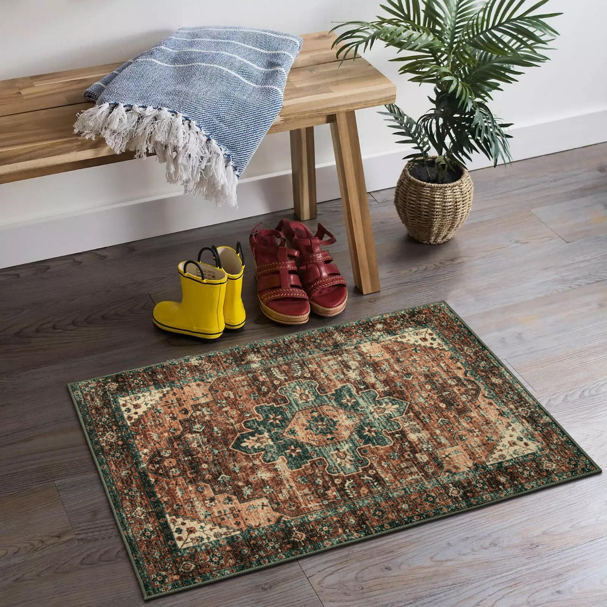 Helene Washable Ultra-Thin Vintage Floral Rug Area Rugs Lahome