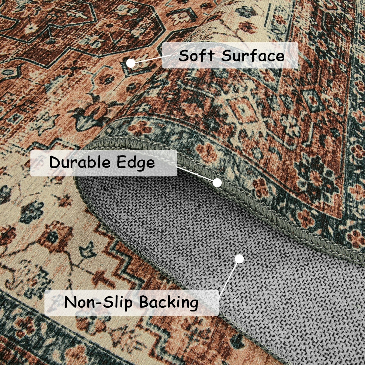 Ultra-Thin Washable Vintage Area Rug
