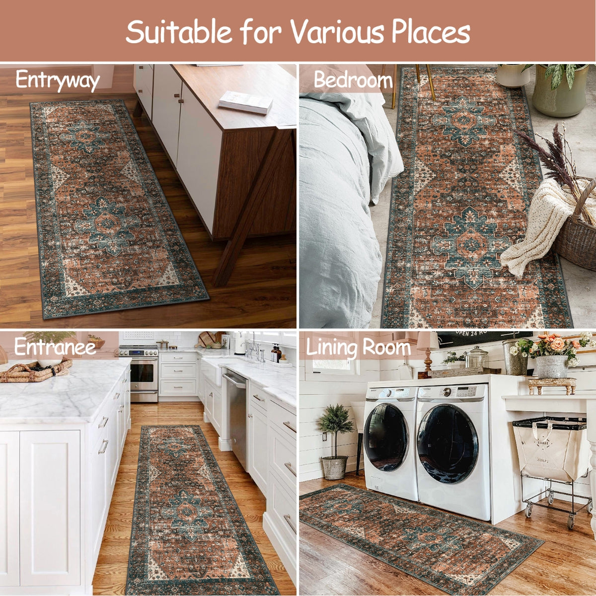 Ultra-Thin Washable Vintage Area Rug