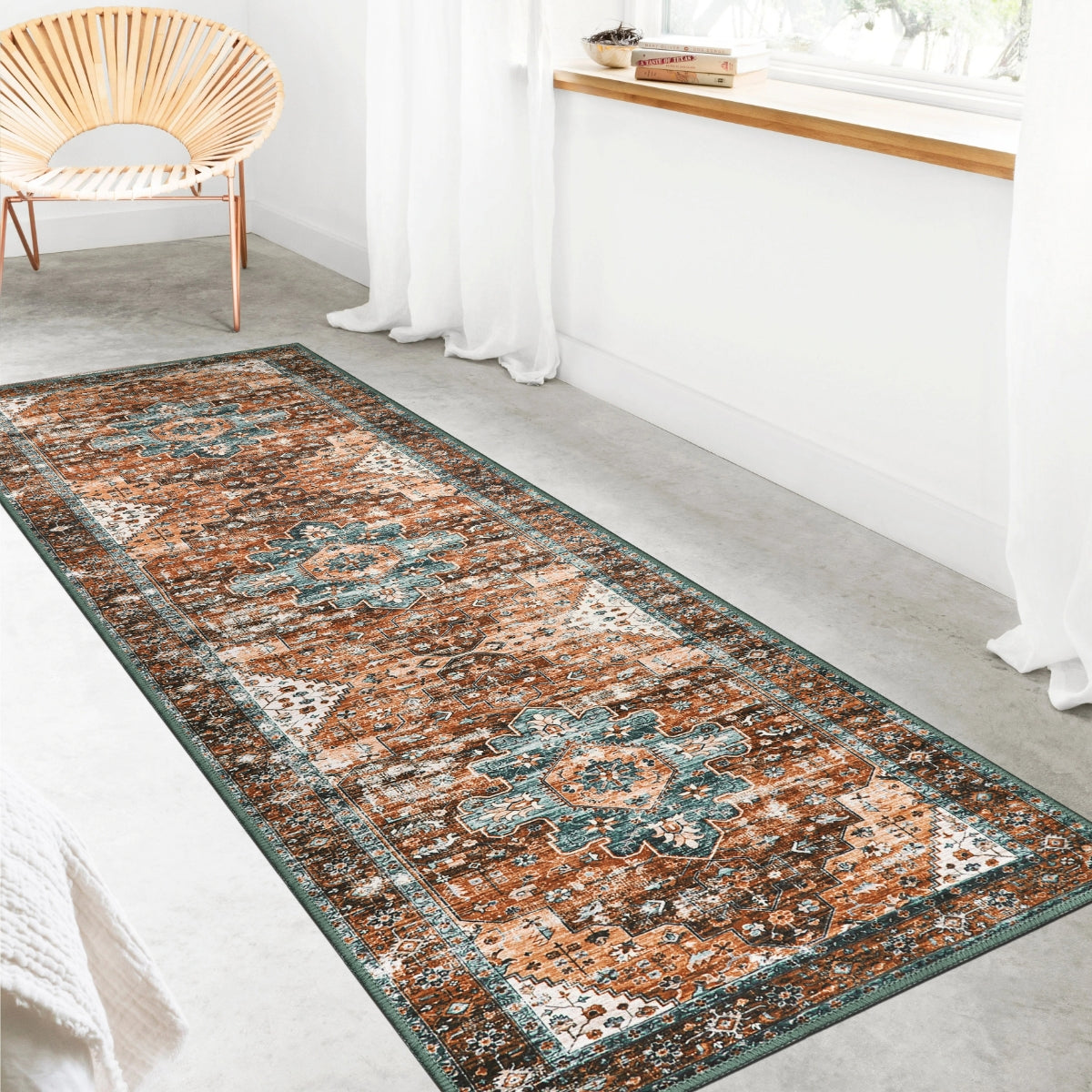 Helene Washable Ultra-Thin Vintage Floral Rug Clearance Rugs Lahome 2'6" x 8'