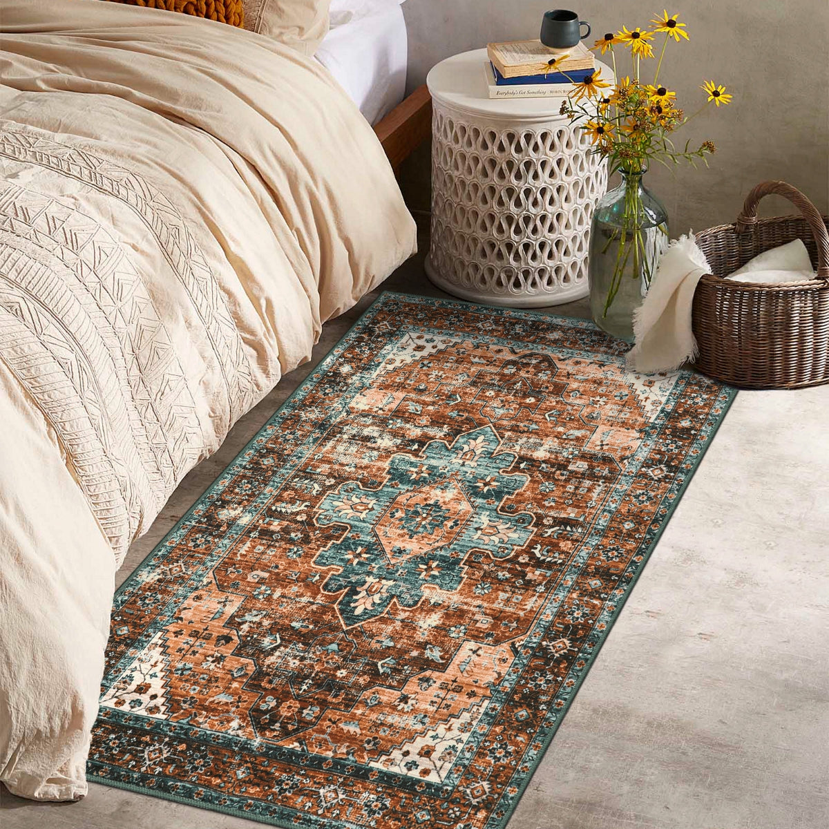 Ultra-Thin Washable Vintage Area Rug