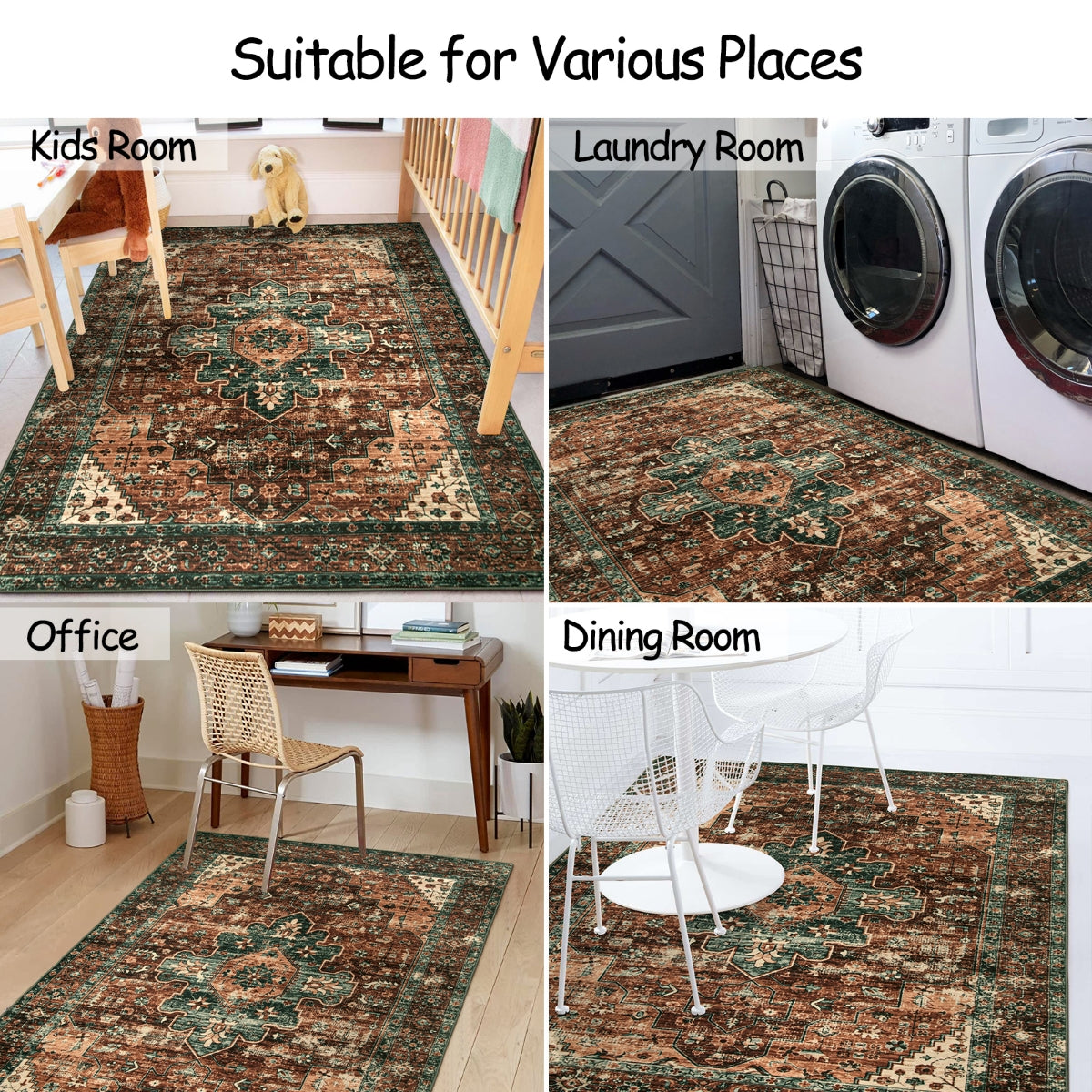 Ultra-Thin Washable Vintage Area Rug