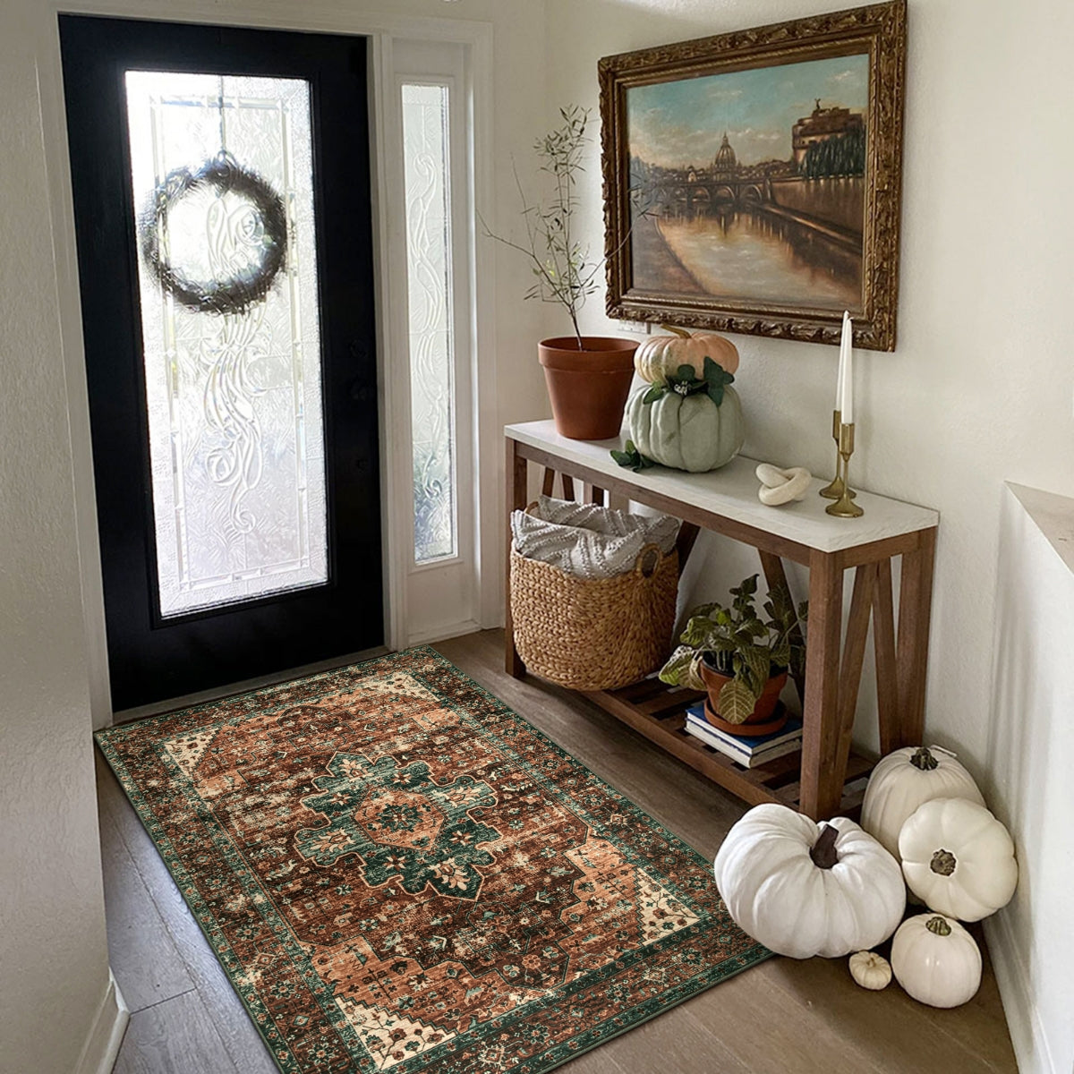 Helene Washable Ultra-Thin Vintage Floral Rug Clearance Rugs Lahome