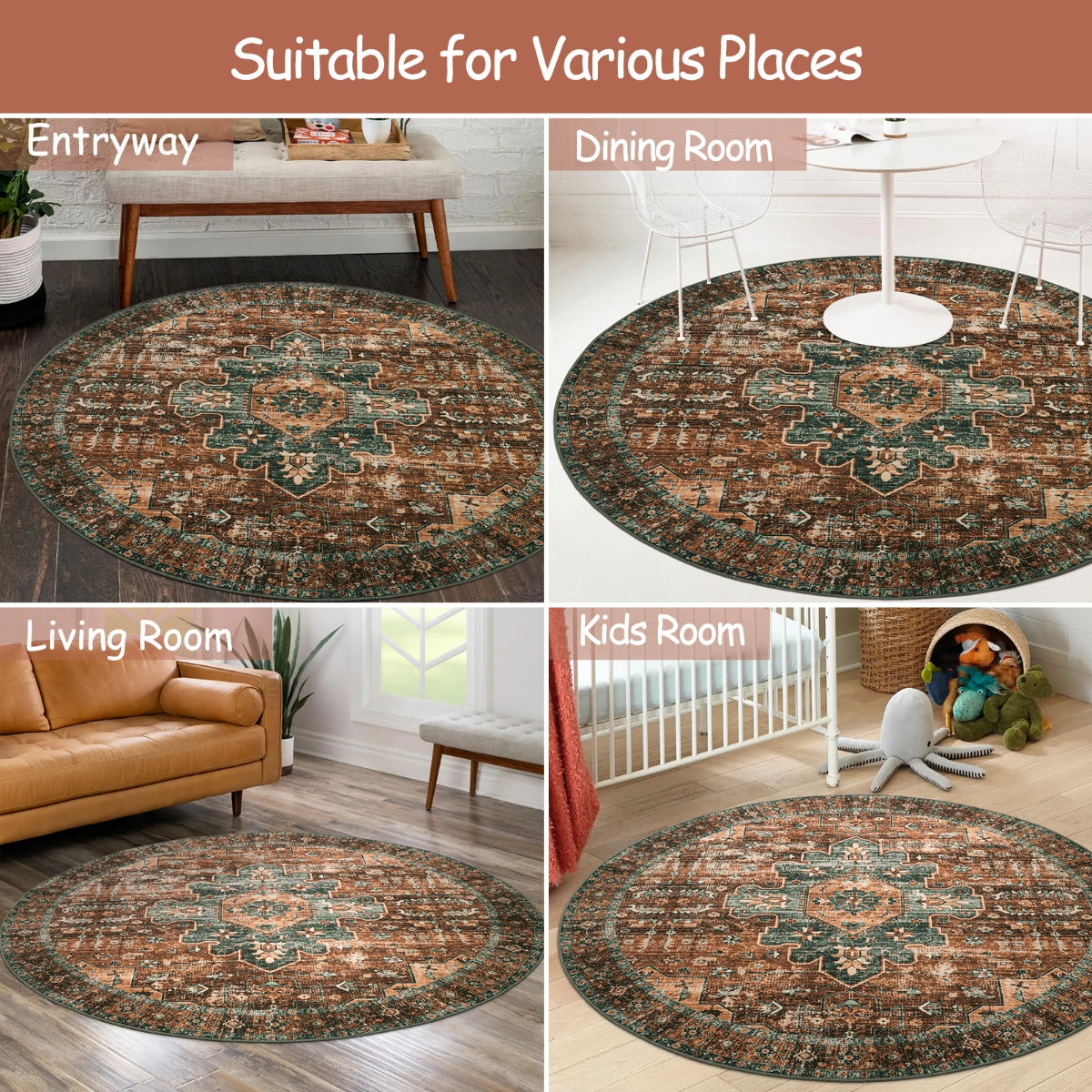 Ultra-Thin Washable Vintage Area Rug