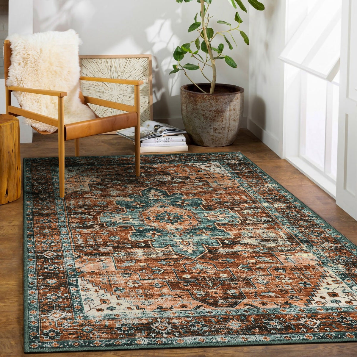Helene Washable Ultra-Thin Vintage Floral Rug Area Rugs Lahome