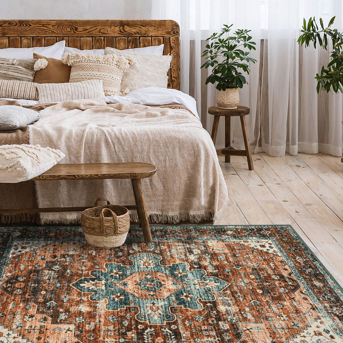 Helene Washable Ultra-Thin Vintage Floral Rug Clearance Rugs Lahome