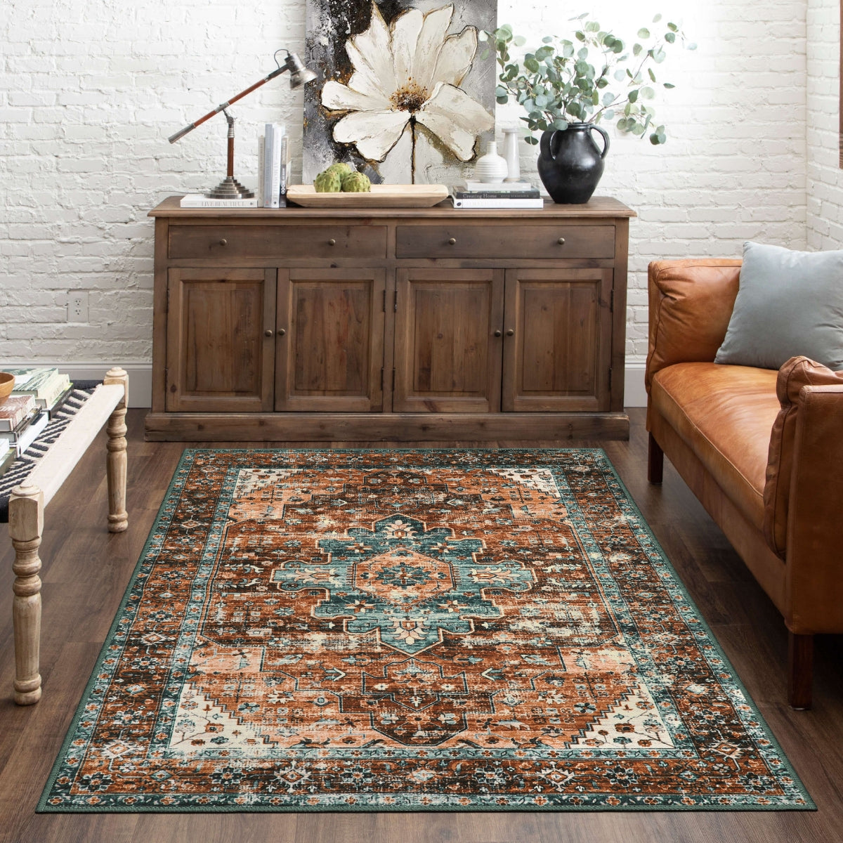 Helene Washable Ultra-Thin Vintage Floral Rug Clearance Rugs Lahome