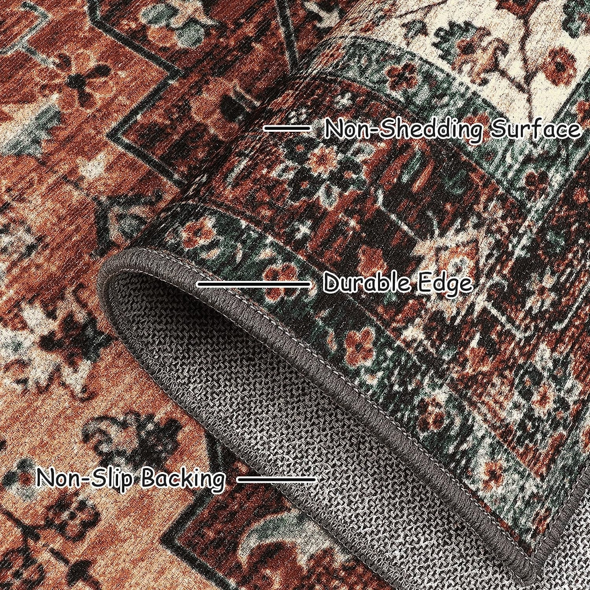 Helene Washable Ultra-Thin Vintage Floral Rug Clearance Rugs Lahome