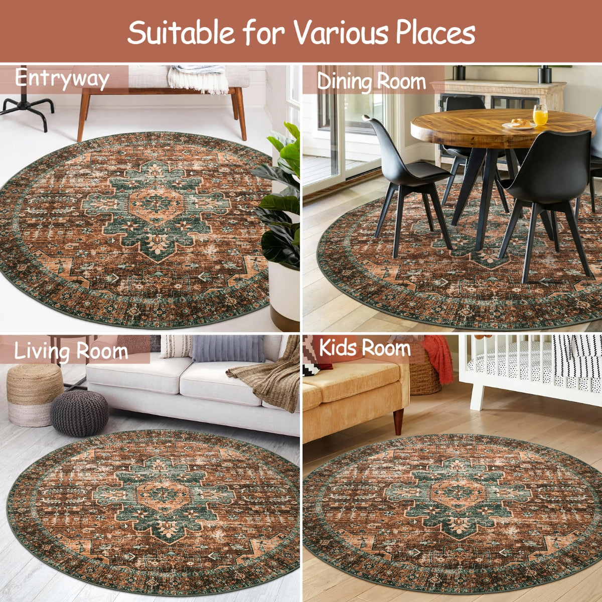 Ultra-Thin Washable Vintage Area Rug