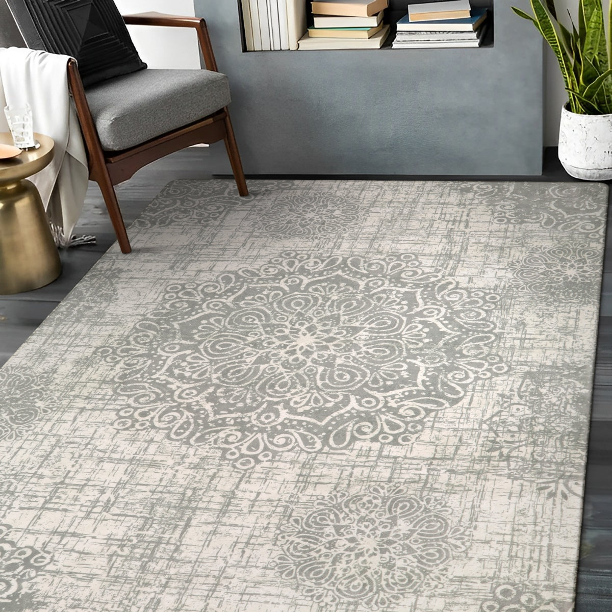 Oriane Washable Vintage Medallion Rug Area Rugs Lahome