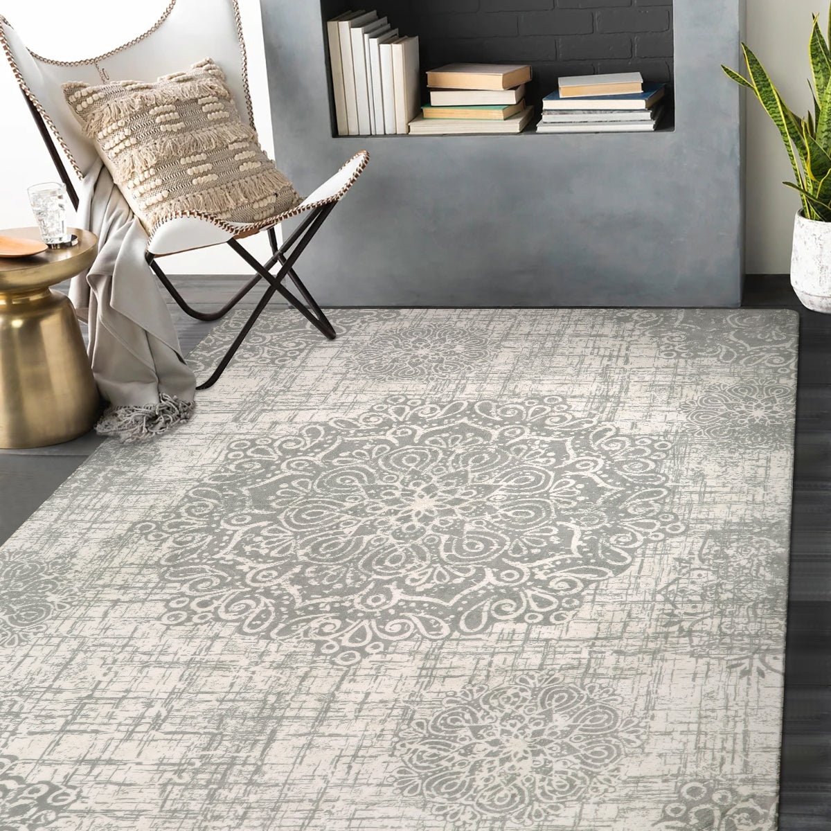 Oriane Washable Vintage Medallion Rug Area Rugs Lahome