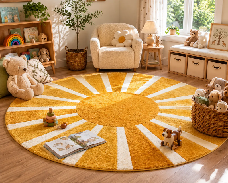 elora washable boho rainbow sunshine orange rug