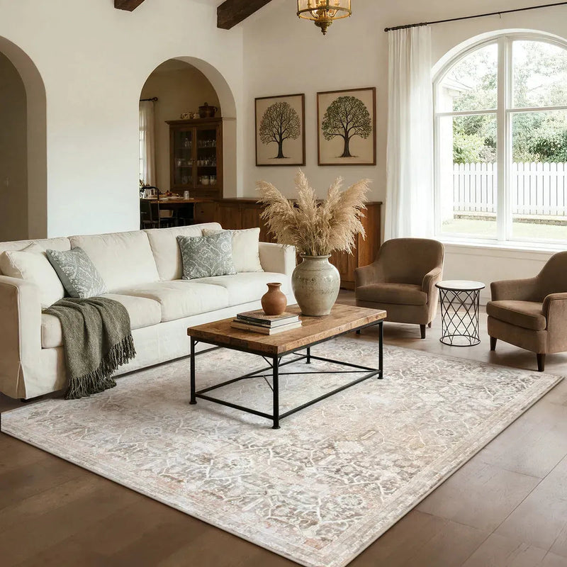 Living room rug with a bold geometric pattern for a modern interior