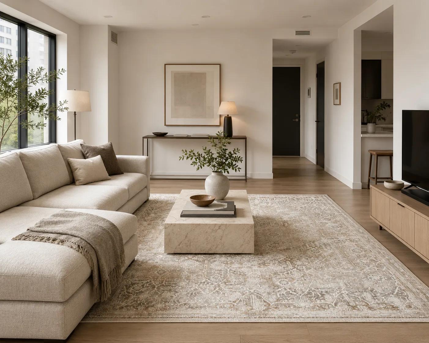Velora washable vintage sand beige rug