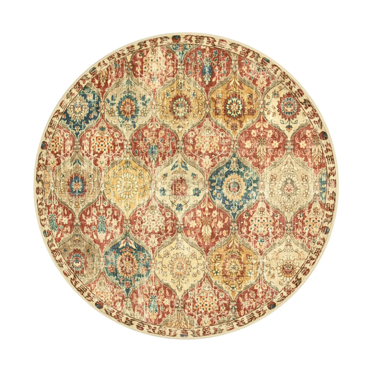 Elise Ultra-thin Transitional Vintage Floral Moroccan Trellis Red & Orange Rug