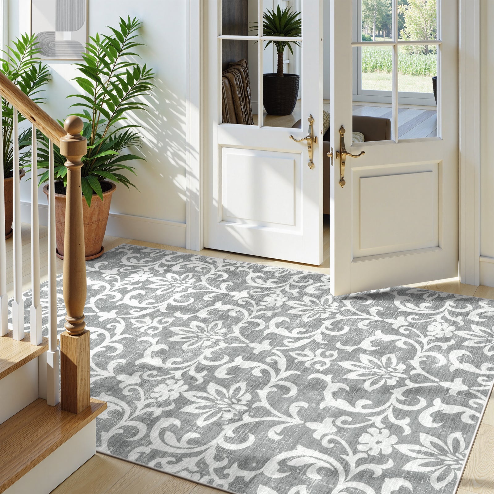 Lahome Decor Washable Rug for Bedroom, Vintage Area Rug for Dorm Room, Indoor Soft Distressed Floral Throw Rugs Non-Slip Backing for Entryway Farmhouse Kitchen Kids Playroom Walmart Walmart