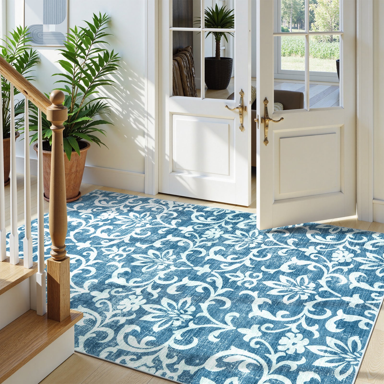 Lahome Decor Washable Rug for Bedroom, Vintage Area Rug for Dorm Room, Indoor Soft Distressed Floral Throw Rugs Non-Slip Backing for Entryway Farmhouse Kitchen Kids Playroom Walmart Walmart