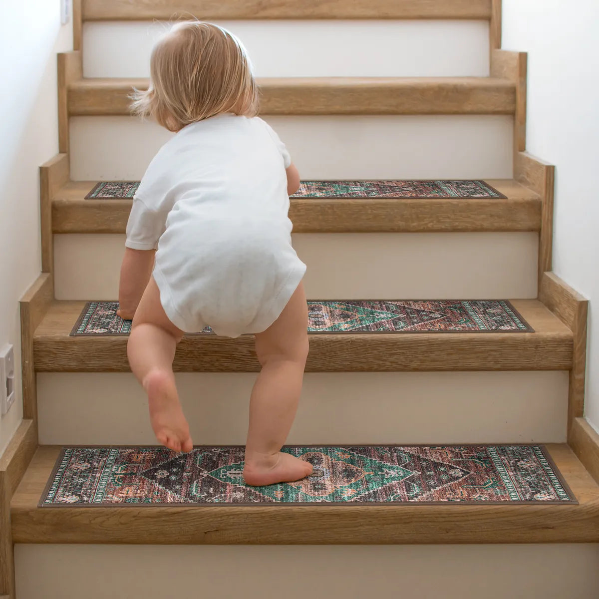 Dorie Washable Vintage Medallion Dullteal Stair Treads Rug Rugs Lahome