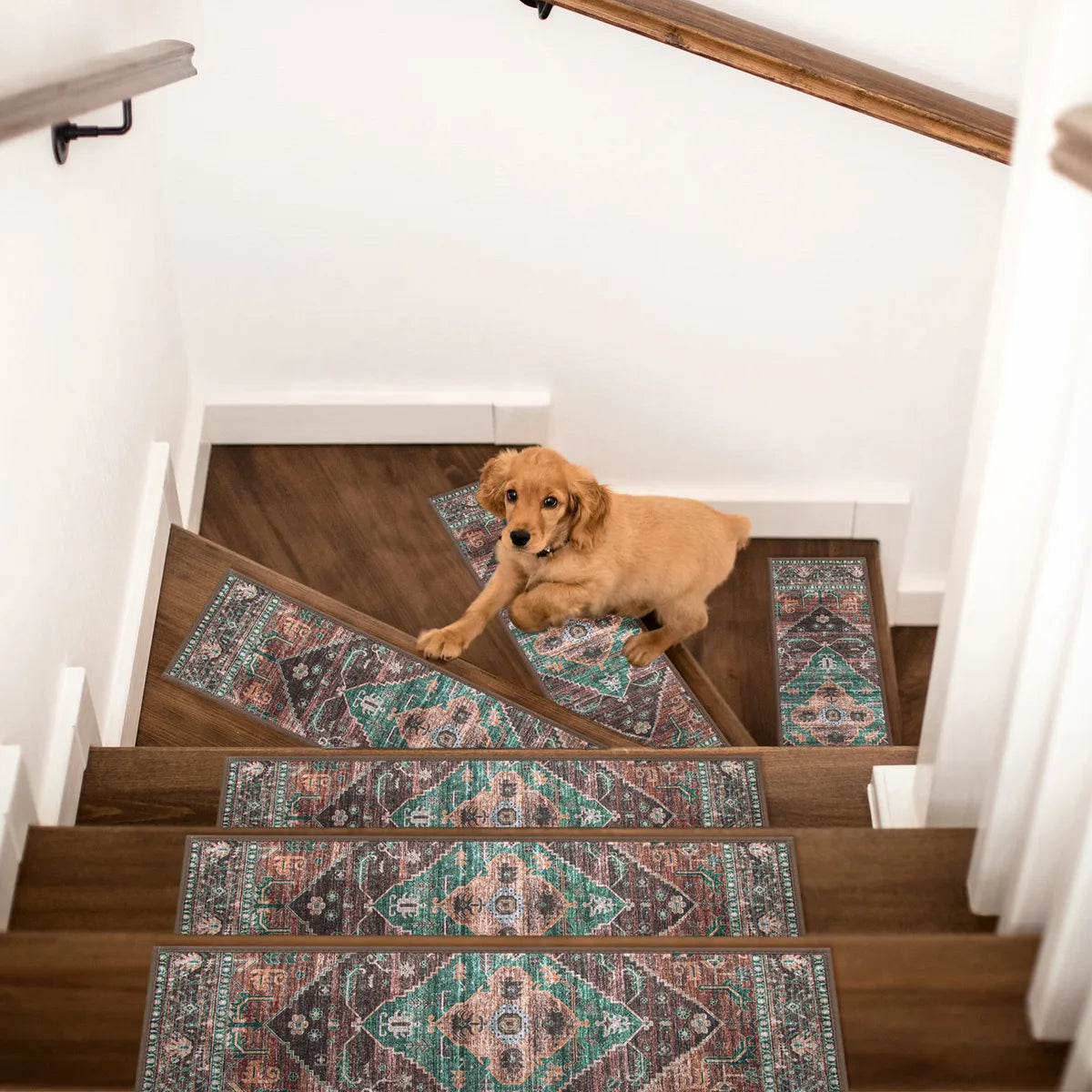 Dorie Washable Vintage Medallion Dullteal Stair Treads Rug Rugs Lahome