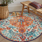 Reine Washable Bohemian Floral Medallion Orange Rug Clearance Rugs Lahome 3' Round
