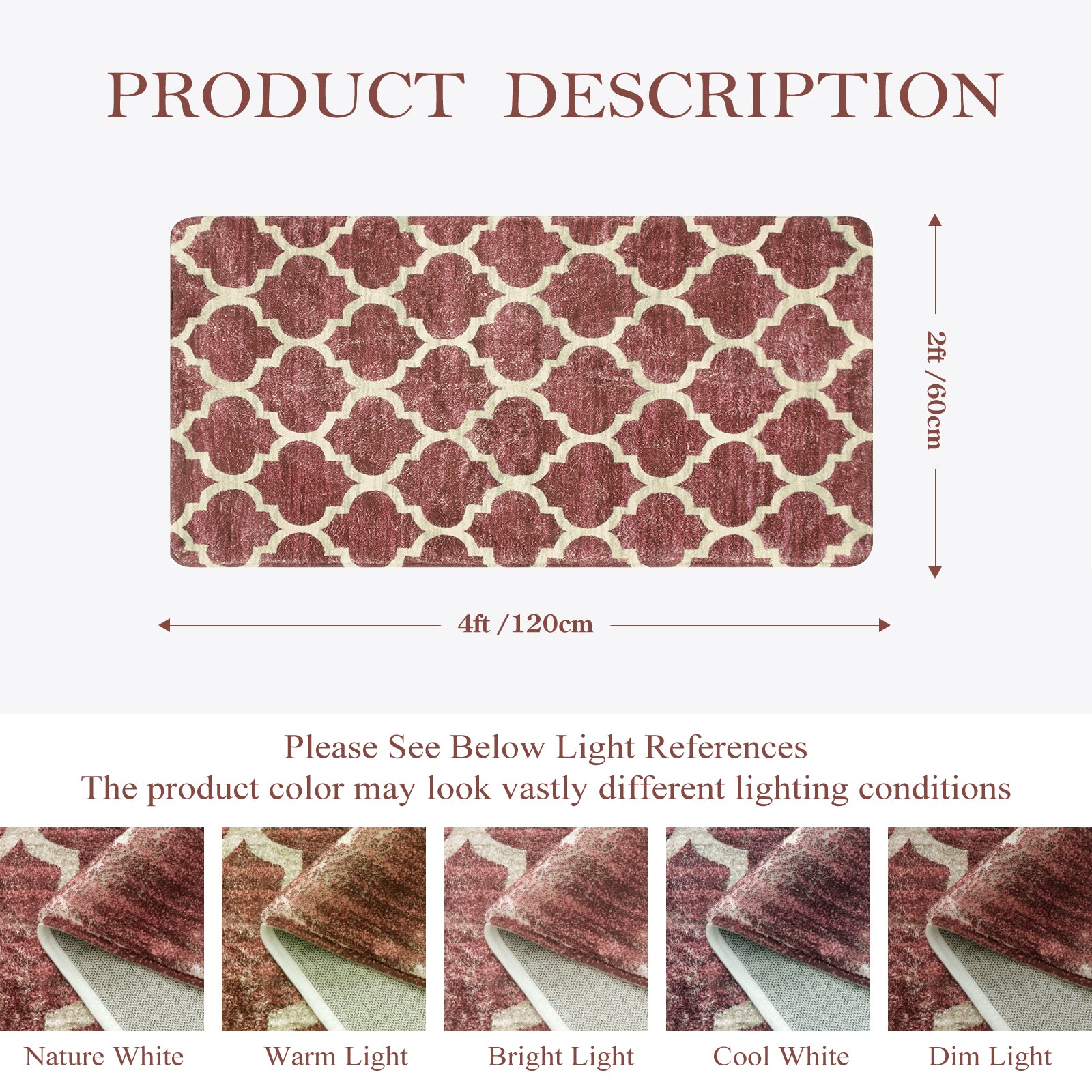 Classic Moroccan Trellis Wine Red Area Rug