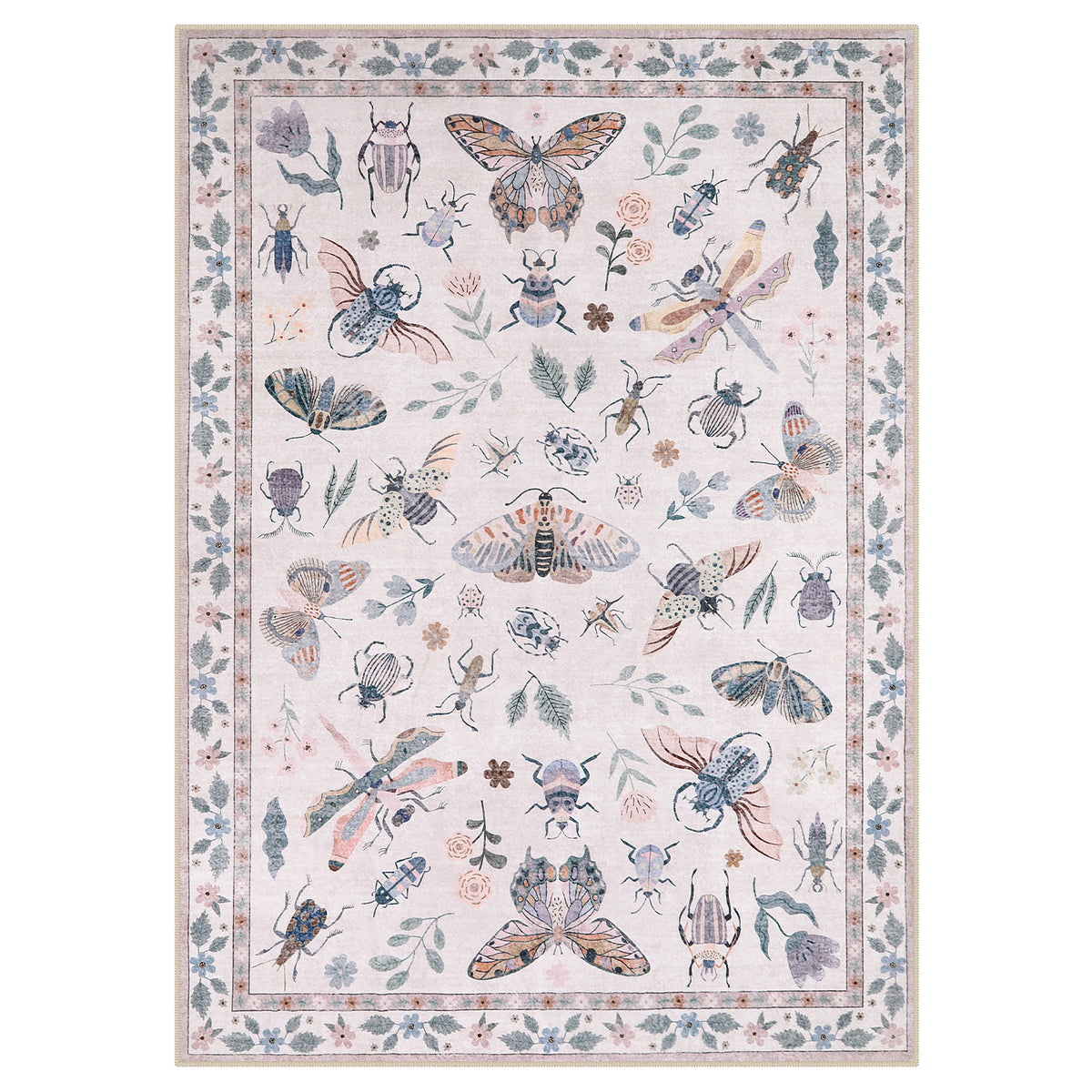 Vionnet Light Pink Modern Parisian Insect Area Rug - Lahome
