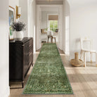 Mirae Washable Vintage Persian Moss Green Rug Area Rugs Lahome 2.5' x 10'