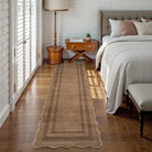 Brise Washable Farmhouse Scalloped Mocha Brown Rug Rugs Lahome 2.5' x 8'