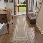 Brise Washable Farmhouse Scalloped Charcoal Grey Rug Rugs Lahome 2.5' x 8'