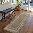 Brise Washable Farmhouse Scalloped Olive Green Rug Rugs Lahome