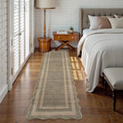 Brise Washable Farmhouse Scalloped Olive Green Rug Rugs Lahome