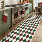 Celian Christmas Washable Diamond Checkered Red & Green Rug Runner Rugs Lahome 2.5' x 8'