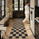 Colette Washable Checkered Easy Jute Black Indoor/Outdoor Rug Easy Jute Area Rug Lahome