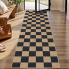 Colette Washable Checkered Easy Jute Black Indoor/Outdoor Rug Easy Jute Area Rug Lahome 2'5" x 8'