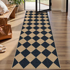 Coline Washable Geometric Checkered Easy Jute Black Indoor/Outdoor Rug Easy Jute Area Rug Lahome 2'5" x 8'