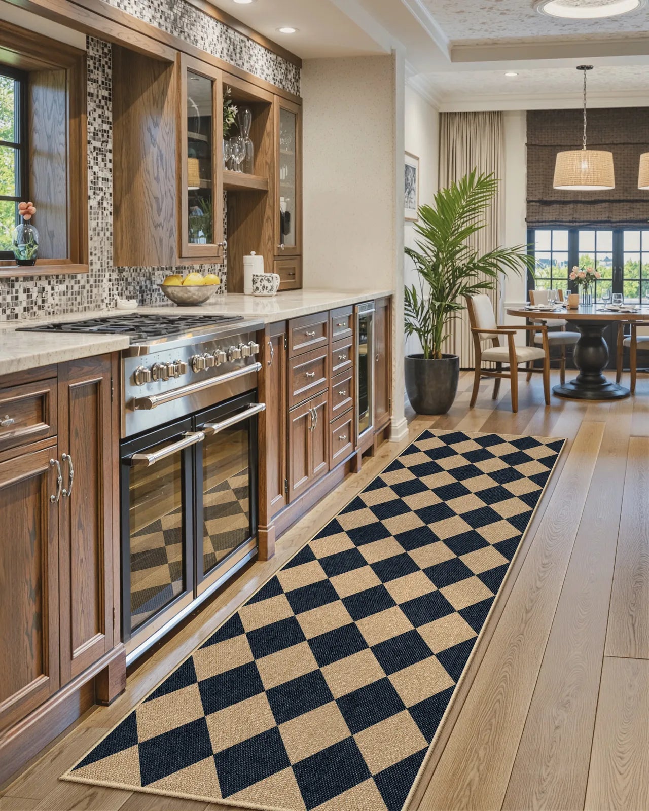 Coline Washable Geometric Checkered Easy Jute Black Indoor/Outdoor Rug Easy Jute Area Rug Lahome 2'5" x 8'