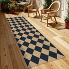 Coline Washable Geometric Checkered Easy Jute Black Indoor/Outdoor Rug Easy Jute Area Rug Lahome