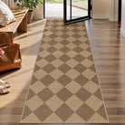 Coline Washable Geometric Checkered Easy Jute Khaki Indoor/Outdoor Rug Easy Jute Area Rug Lahome 2'5" x 8'