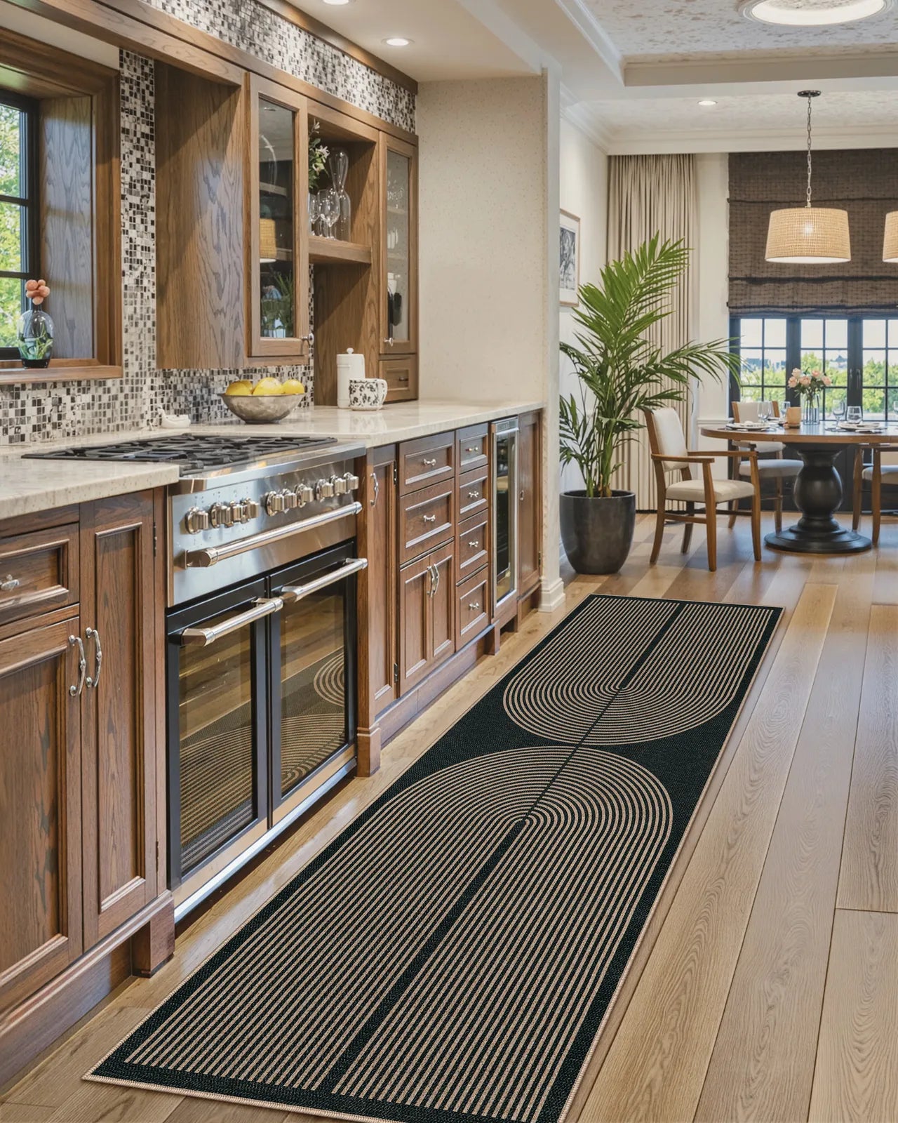 Enfys Washable Modern Rainbow Easy Jute Black Indoor/Outdoor Rug Clearance Rugs Lahome 2'5" x 8'